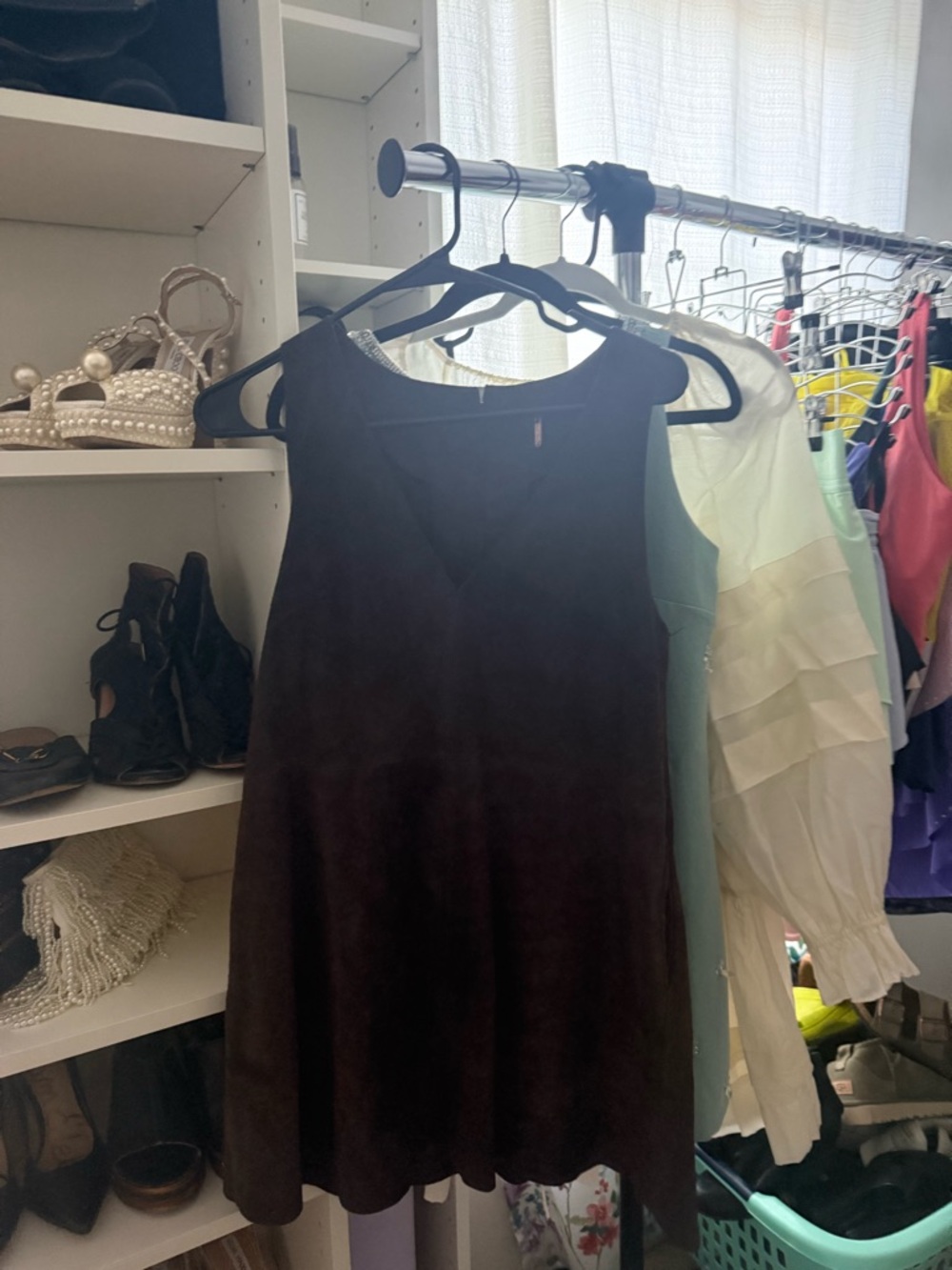 Free People Brown Suede Sleeveless Mini Swing Dress